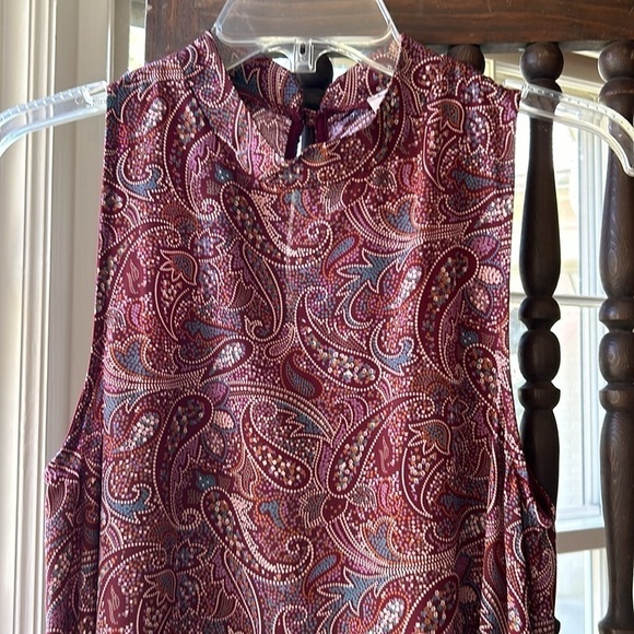 Burgundy Collarless Shift Dress Western Dot Tan Teal Purple Gold NEW! - Picture 4 of 10